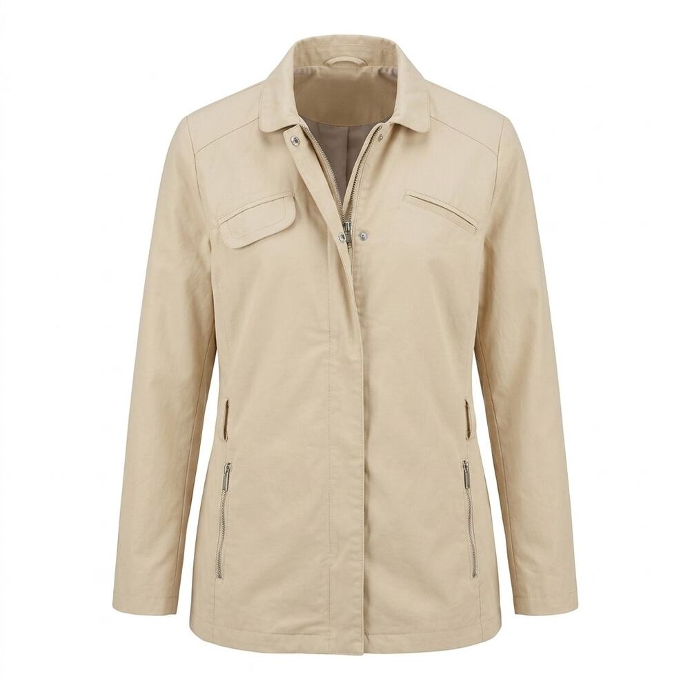 TCM Beige Collared Full Zip Lined Lightweight Jacket Women Size 40/42